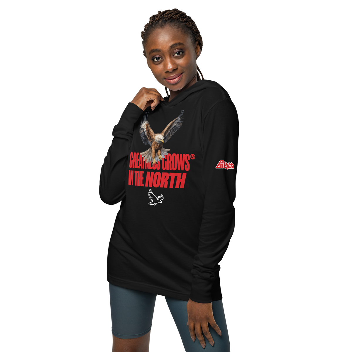 Long Sleeve Hooded Greatness Grows In The North Graphic Tee