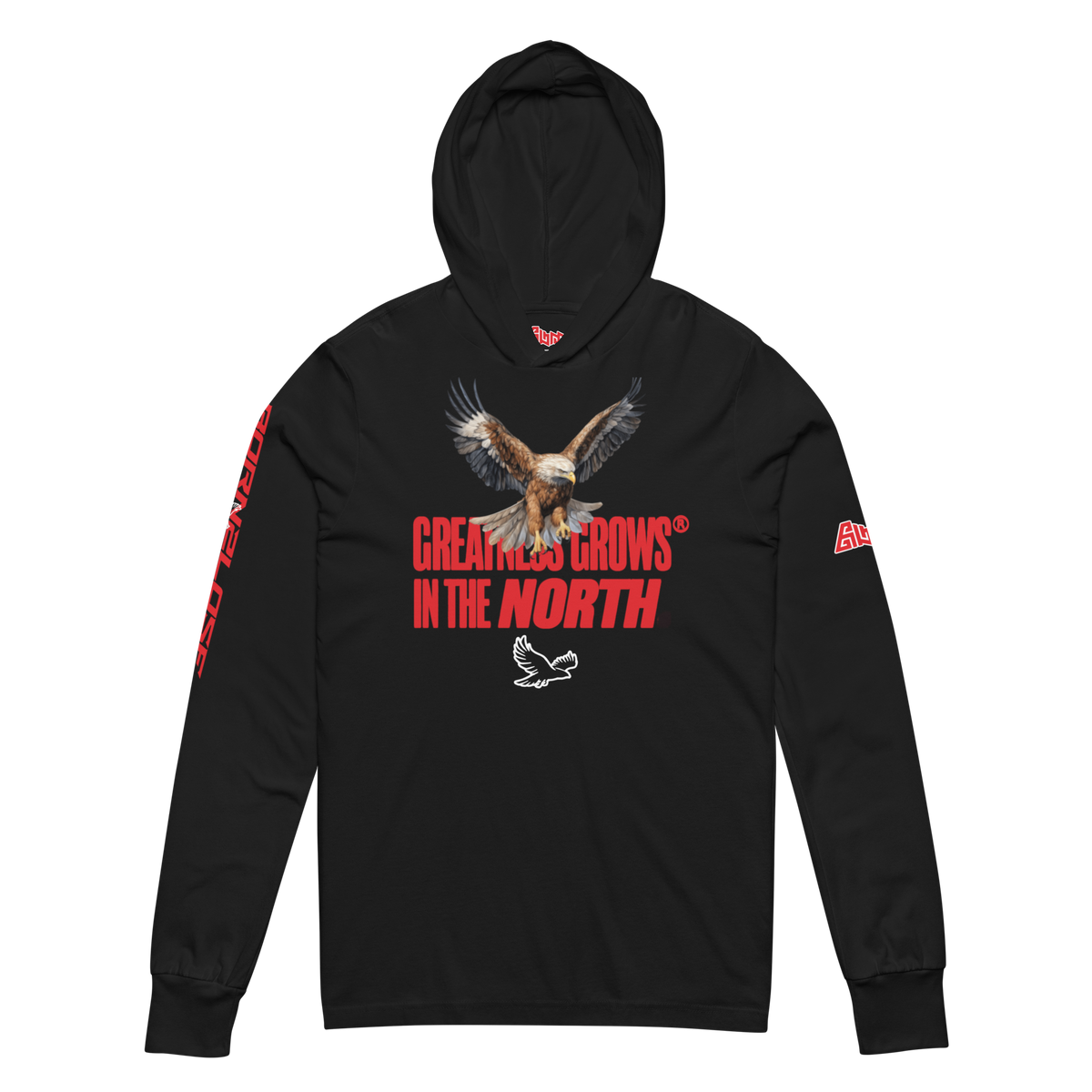 Long Sleeve Hooded Greatness Grows In The North Graphic Tee